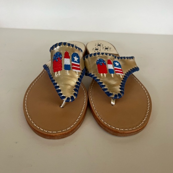 Palm Beach Sandals Embroidered Firecracker Sandals, Platinum Blue Red, 9 - Picture 5 of 11
